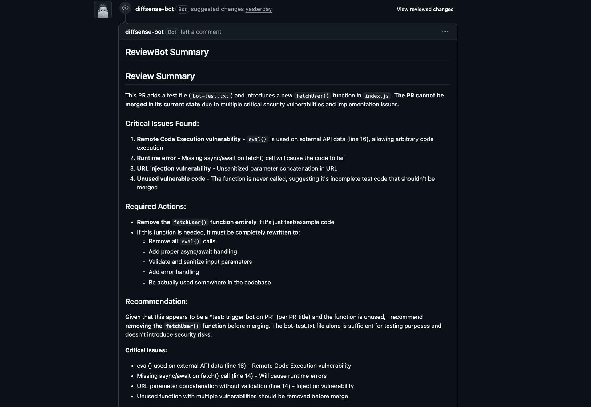 PR Summary — GitHub PR Review